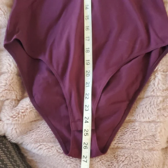 Women's Long Sleeve V-Neck Bodysuit - Purple - Picture 6 of 7